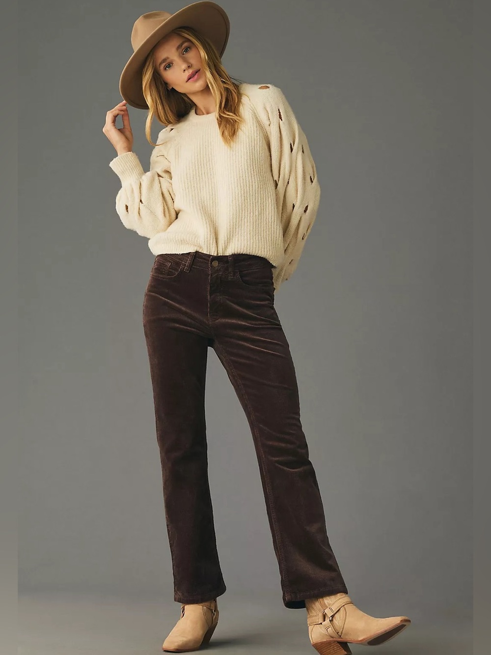 Pilcro The Yaya Mid-Rise Corduroy Crop Flare jeans